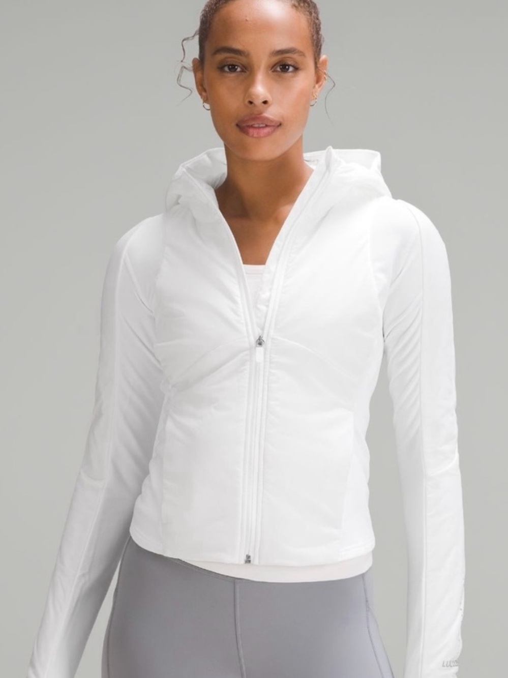Lululemon Push Your Pace Full Zip White Puffer Jacket Size 10